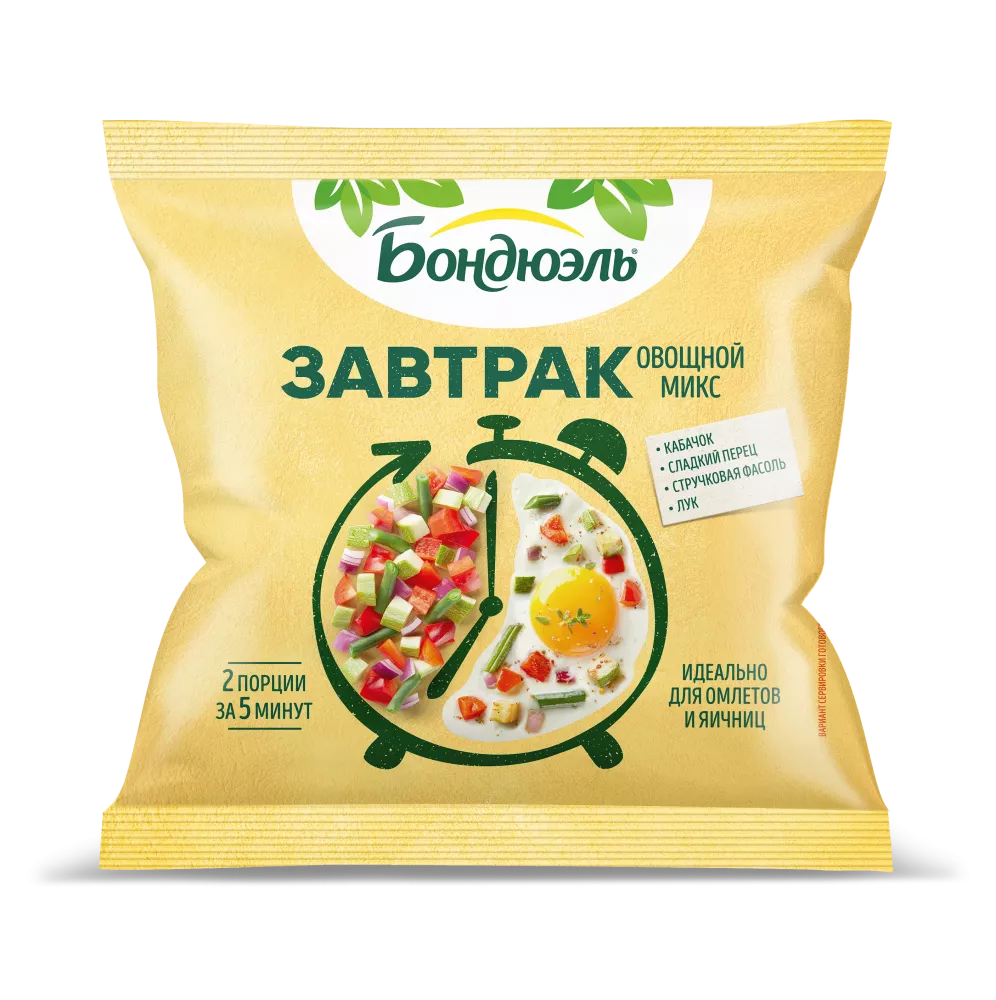 Tərəvəzlər dondurulmuş Bonduelle Yunan qabağı ilə səhər yeməyi, omlet və qayğanaq üçün qarışıq, 200 q