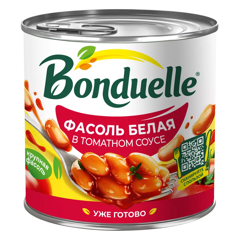 Lobya konservləşdirilmiş Bonduelle, ağ tomatlı sousda, 400 q