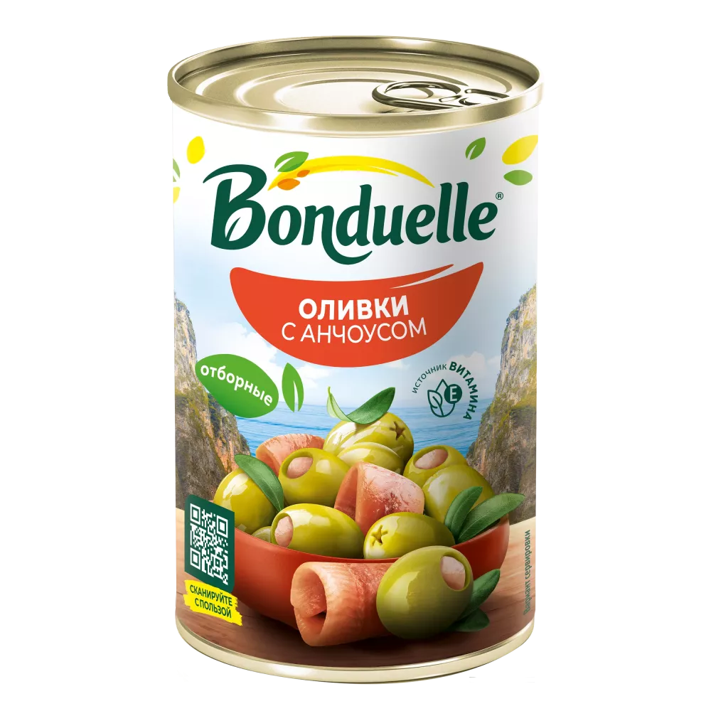 Yaşıl zeytun çəyirdəksiz Bonduelle, ançous ilə, 300 q