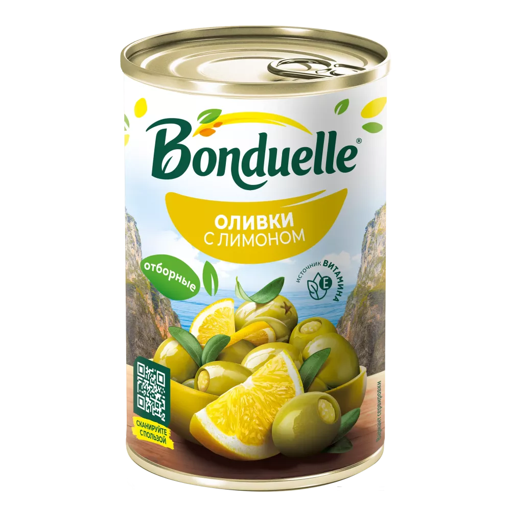 Yaşıl zeytun çəyirdəksiz Bonduelle, limon ilə, 300 q