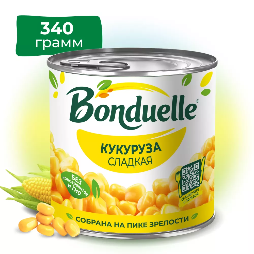 Кукуруза консервированная Bonduelle, сладкая, 340 г