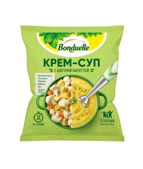 Tərəvəzlər dondurulmuş Bonduelle, gül kələm ilə krem-şorba, 350 q