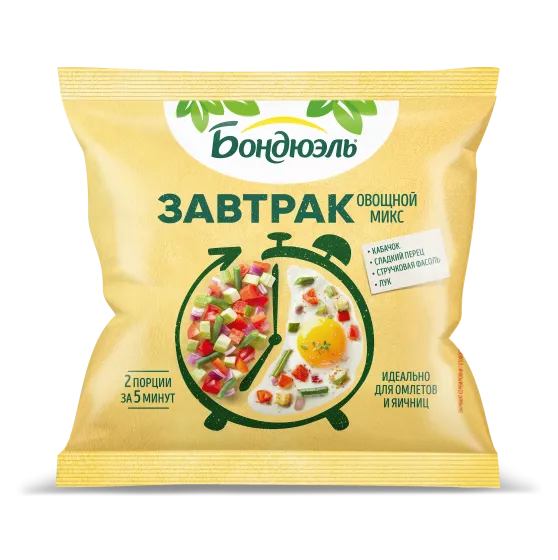 Tərəvəzlər dondurulmuş Bonduelle Yunan qabağı ilə səhər yeməyi, omlet və qayğanaq üçün qarışıq, 200 q