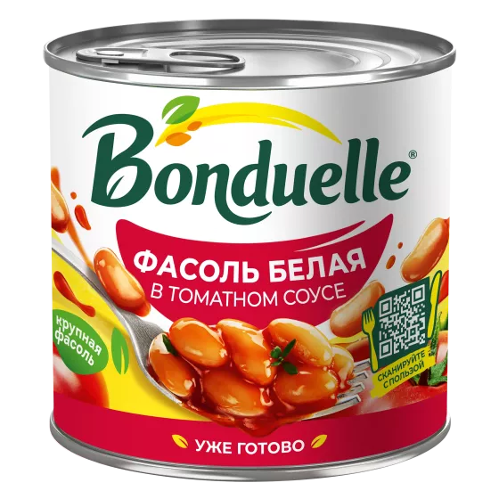 Lobya konservləşdirilmiş Bonduelle, ağ tomatlı sousda, 400 q