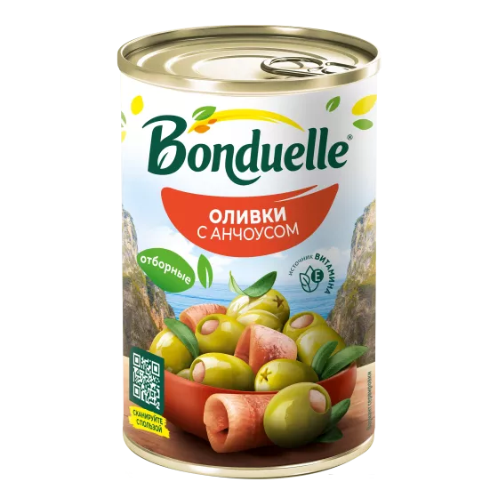 Yaşıl zeytun çəyirdəksiz Bonduelle, ançous ilə, 300 q