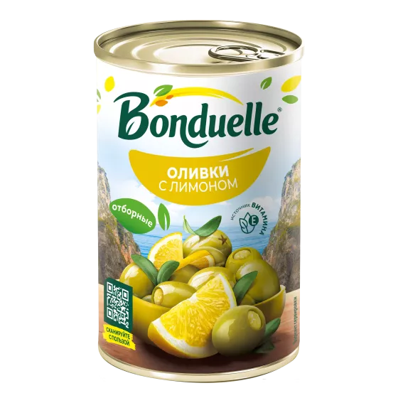 Yaşıl zeytun çəyirdəksiz Bonduelle, limon ilə, 300 q